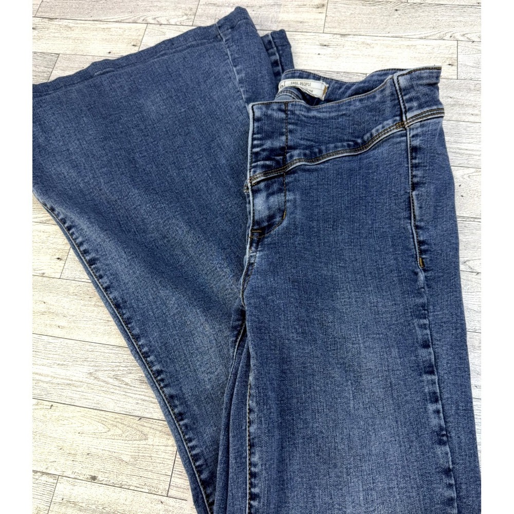 Free People Womens Super Flare Bell Bottom Stretch Denim Jeans 28R Wide‎ Leg